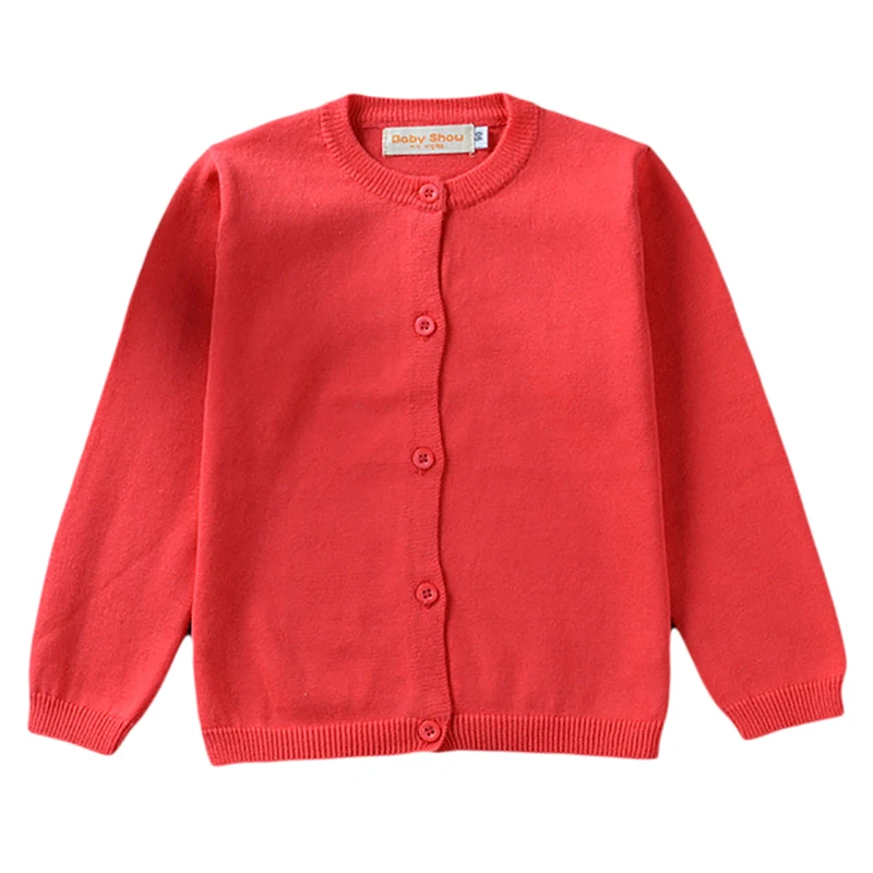 Детский вязаный хлопковый свитер, кардиган, новинка года, повседневный тонкий осенне-зимний свитер с круглым вырезом и длинными рукавами верхняя одежда для детей от 12 месяцев до 5 лет, GW06 - Цвет: Watermelon red