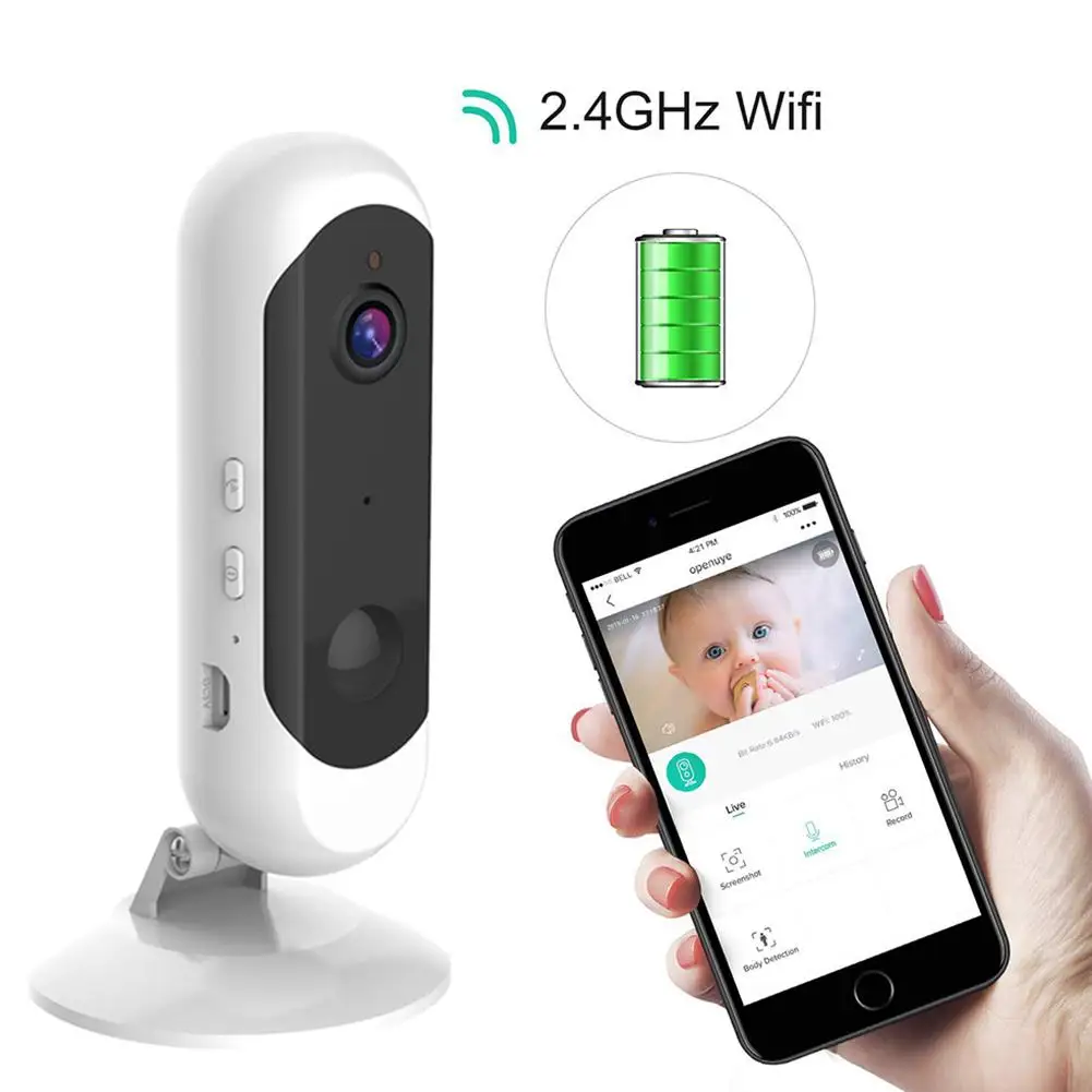 ICSEE беспроводная камера Wifi HD 1080P мобильный телефон Удаленная сеть внутренний монитор батареи