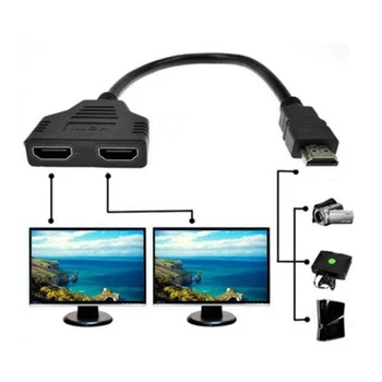 

1 Male Dual Adapter in HD LED LCD TV Converter Del Divisore HDMI Splitter Cable