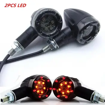 

2pcs Motorcycle Retro Style 2 Colors LED Turn Signal Lights Indicators Lamp Brake Light Universal Application