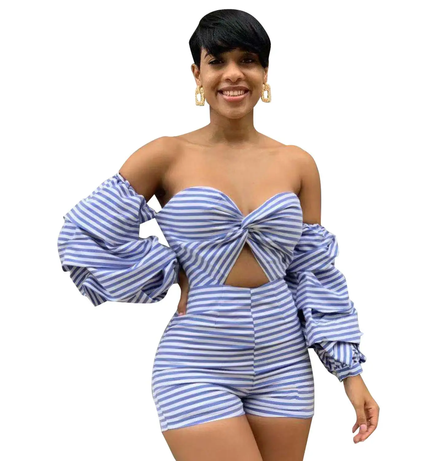 

New arrive striped jumpsuit for women summer strapless long sleeve overalls for women body feminino LL670