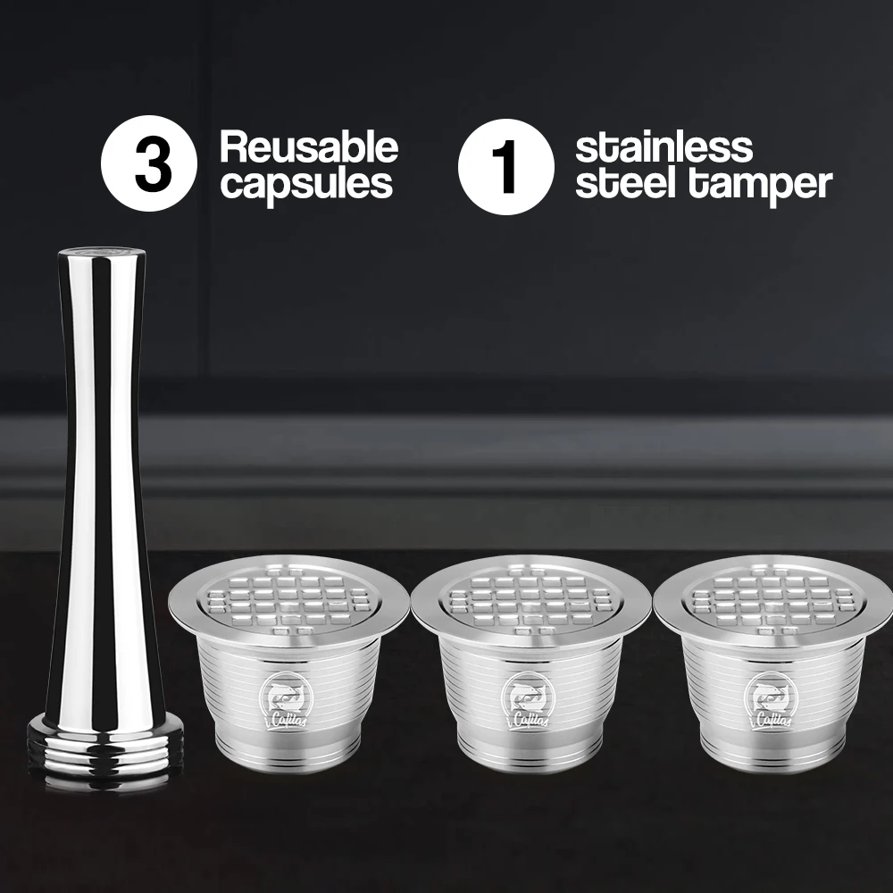 Online In Acciaio Inox Capsule Nespresso Riutilizzabile Foro Quadrato Nuova Versione Tamper Caffè Riutilizzabile Filt Pod Di Compleanno Caffè, Articoli e Attrezzature Regalo