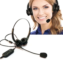 USB Noise Reduction Headset with Microphone Gooseneck Mic Call Center Office PC Computer On Ear Wired Headphones