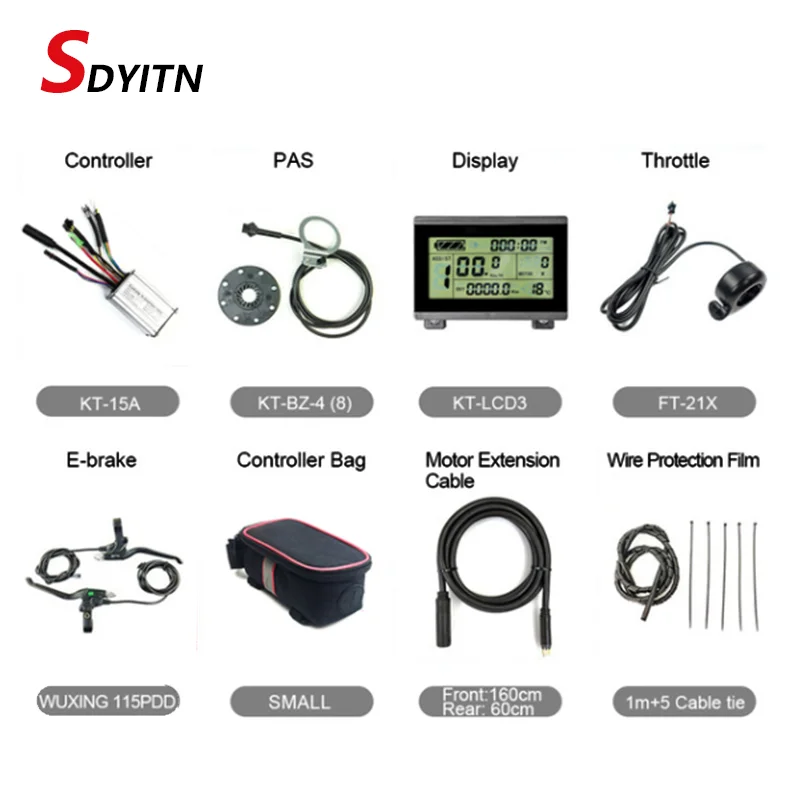 

SDYITN Electric Bicycle Accessories Lcd Display KT-15A Controller PAS Ebreak Thumb Throttle for Ebike kit without Motor