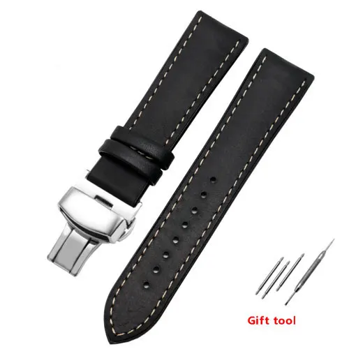 PEIYI 20 мм 22 мм кожаный+ Силиконовый ремешок для часов подходит для huawei Watch GT/Watch2 Pro/Classic/Honor Magic Quick Release - Цвет ремешка: matt black silver A