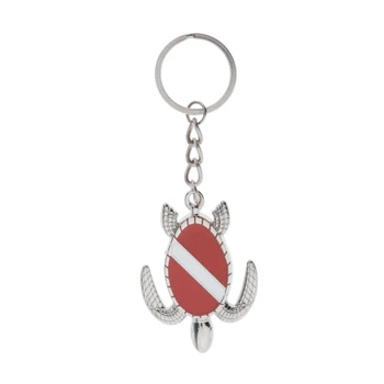 

Scuba Diving Theme Keychain Dive Flag Sea Turtle Keyring Keys Charm Present