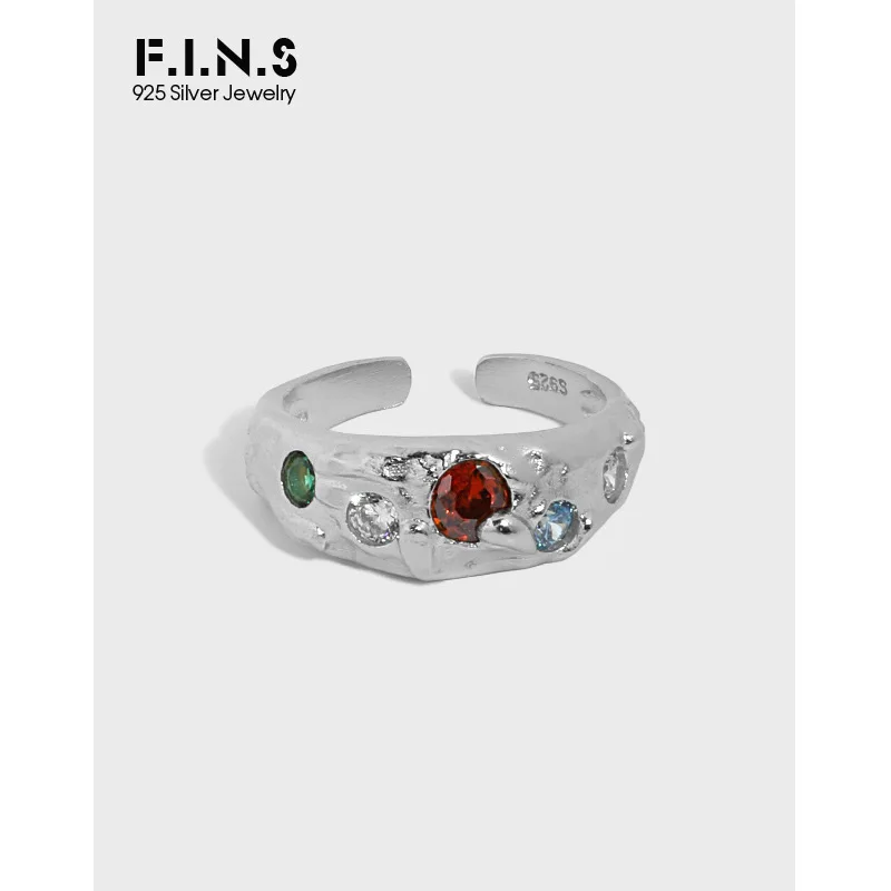 F.I.N.S Роскошные шесть вариантов цветные циркониевые текстуры S925 Стерлинговое