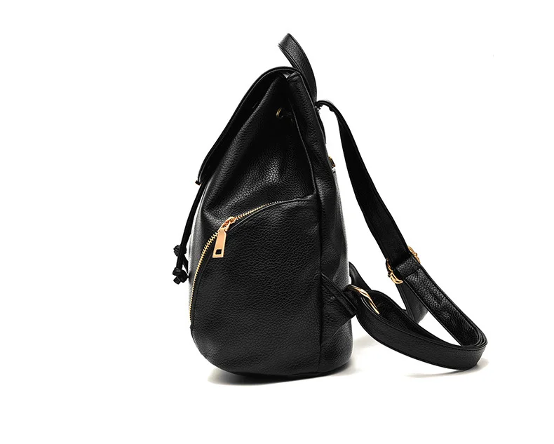 2019 High Quality PU leather Zipper Backpacks Female Small Leisure Backpack Purse College Student Shoulder School Bag Black Pink (13)