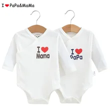 Barboteuse à manches longues pour nouveau né, 2 pièces, vêtements en coton pur, vêtements d'escalade pour bébé, Papamama, une pièce, printemps automne