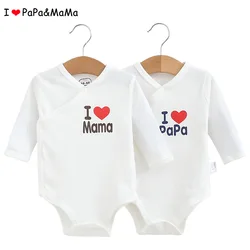 Barboteuse à manches longues pour nouveau né, 2 pièces, vêtements en coton pur, vêtements d'escalade pour bébé, Papamama, une pièce, printemps automne 