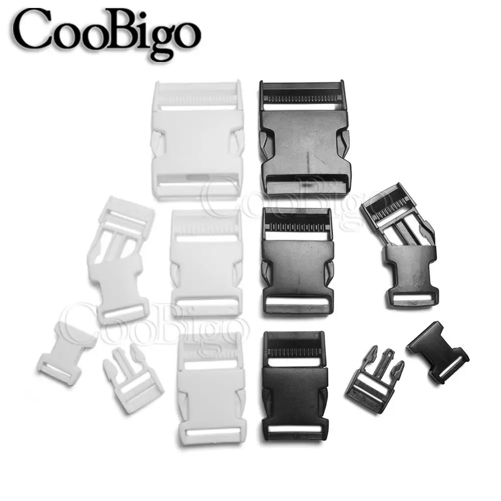 Side Release Buckle Assorted Size Buckles Backpack Webbing Strap Belt Pet Collar Bag Accessories 10pcs Plastic Black White | Дом и сад
