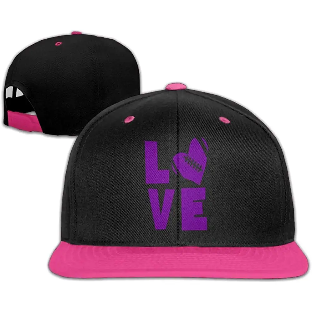 Я люблю фиолетовые футбольные бейсболки унисекс с плоским козырьком, хлопок, регулируемые кепки в стиле хип-хоп