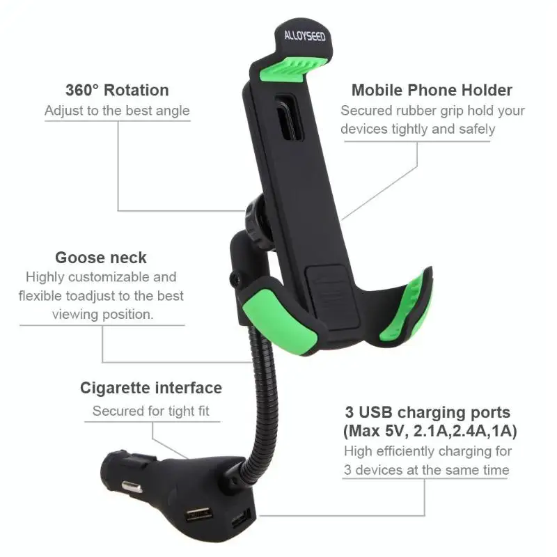 Car Mount Charger with 3 USB Charging Ports Smartphone Dock Cradle Holder Stand for iPhone 7 6S 6 Plus 5S Samsung Galaxy LG | Автомобили и