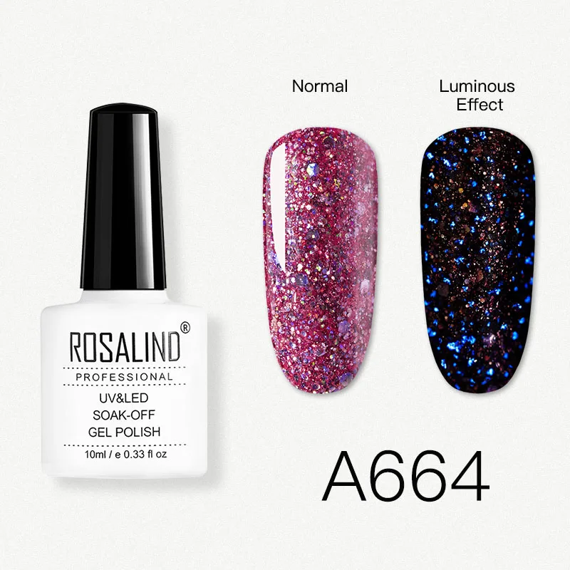 RDA664 ROSALIND 10 мл Гель-лак для ногтей 10 мл светящийся Алмазный красный Гель-лак для дизайна ногтей предназначен для замачивания полуосновы Белый УФ-гель лампа - Цвет: RDA664