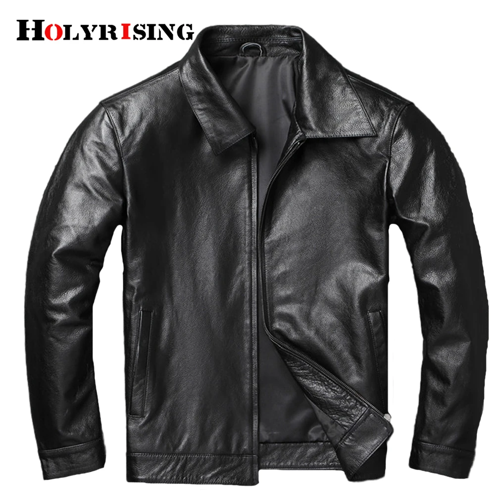 big & tall genuine leather coats & jackets 100% Genuine Leather Male Cow Leather Soft Motorcycle Jacket Men Turn Collar Coats Man 6xl Vintage Black clothing Cowhide 19434 real sheepskin coat