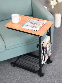 

Nordic simple modern movable bedside table lift small tea table a few lazy computer table sofa a small desk
