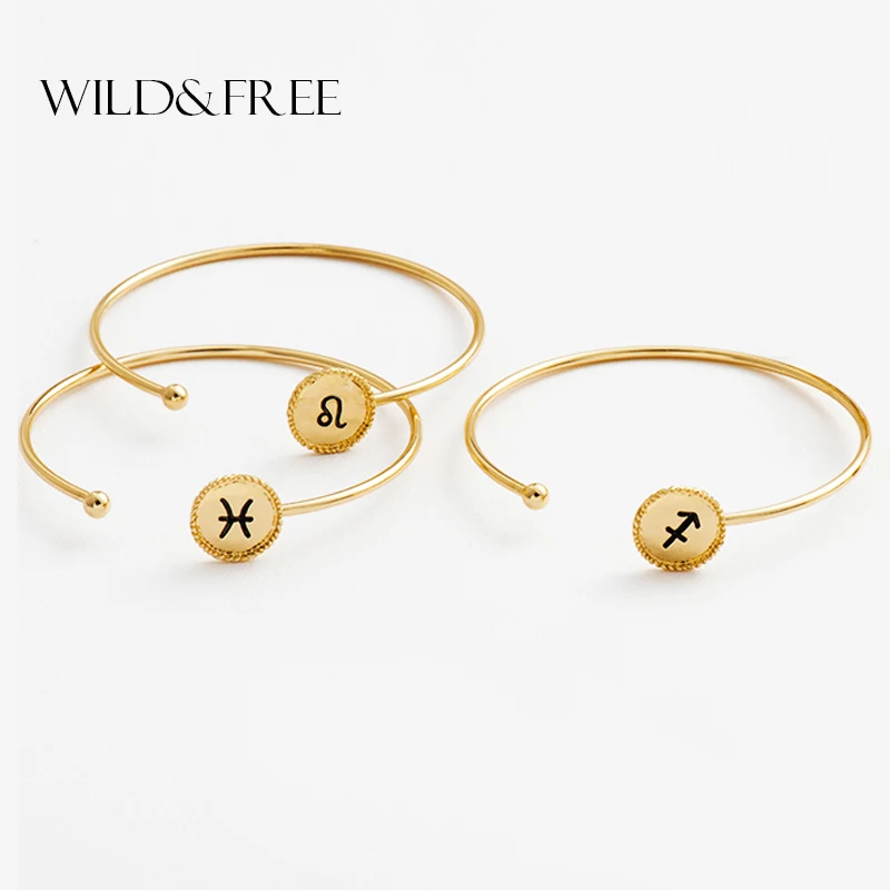 Wild & Free новые женские созвездие Bracelets Bangles золото Цвет тонкая манжета набор