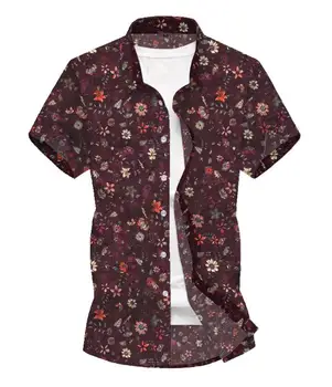

Flower Shirt for Man Party Beach Hawaii Shirt Men Social Floral Leisure Gray black red Short sleeve Summer