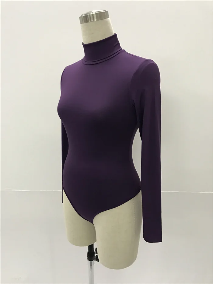 thong bodysuit Autumn Casual Turtleneck Thin Skinny Women Basic Bodysuit Long Sleeve Top Office Lady Elastic Elegant Solid Jumpsuits High Waist cut out bodysuit