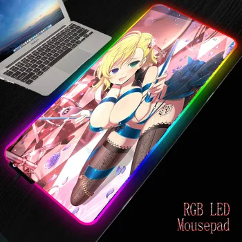 

XGZ Big Breasts Sexy Anime RGB Mouse Pad Gamer Big Mouse Mat Computer Mousepad Led Backlight Surface Mause Pad Keyboard Desk Mat