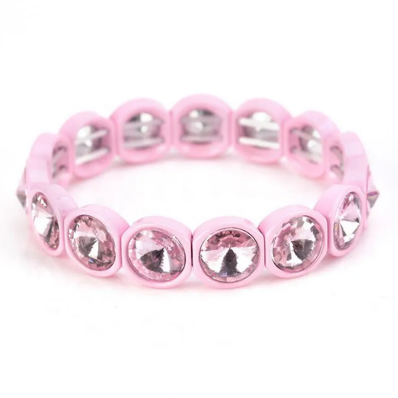 10mm pink Rainbery ручной работы Многоцветный на заказ живопись Большой Эластичный браслет со стразами эмаль стрейч стекло браслет из бисера браслет для женщин - Окраска металла: 10mm pink