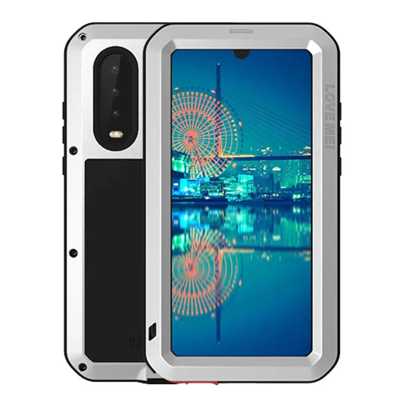 Серебристый Металлический прочный защитный чехол для huawei P30 Pro Lite, ударопрочный чехол с полным корпусом со стеклянным покрытием, чехол для huawei P30Pro, P30 - Цвет: Серебристый