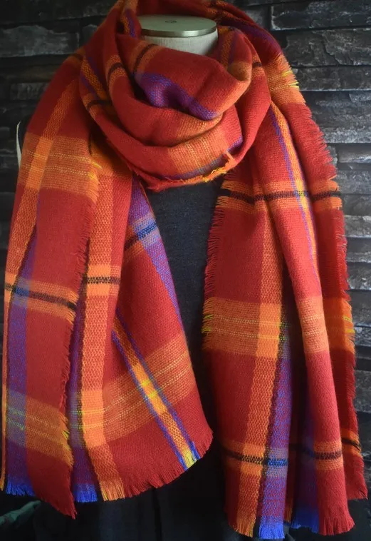 

Новинка 2020, Женский клетчатый шарф, зимние шали из пашмины, кашемировые плотные шарфы, женские теплые шарфы с кисточками