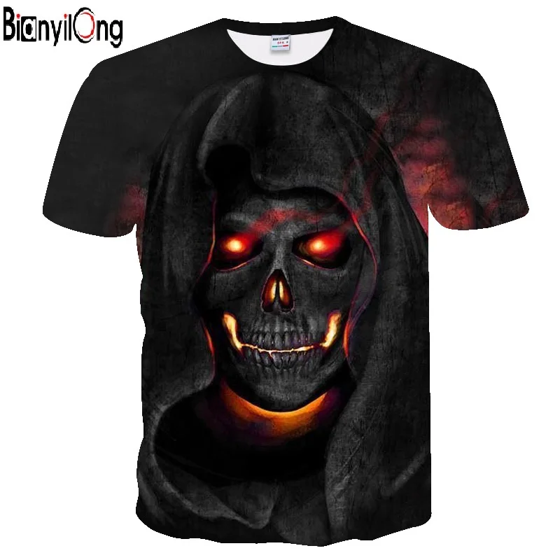 

2019 t-shirt men skull print t-shirt 3D t shirt Novelty Animal Tops Tees Male Short Sleeve Summer O-Neck Tshirts European size