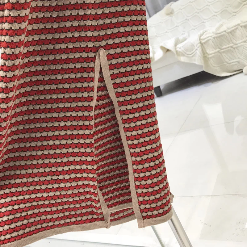 ALPHALMODA, цветной полосатый кардиган, куртка+ жилет на подтяжках+ боковые разрезы, обтягивающие широкие брюки, женская одежда для ранней осени