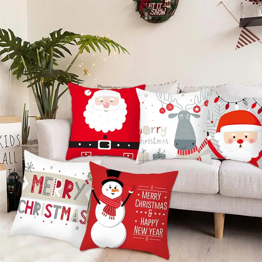 HUIRAN Santa Claus Cushion Cover Merry Christmas Decorations For Home Navidad 2020 Xmas Gift Christmas Ornaments New Year 2021