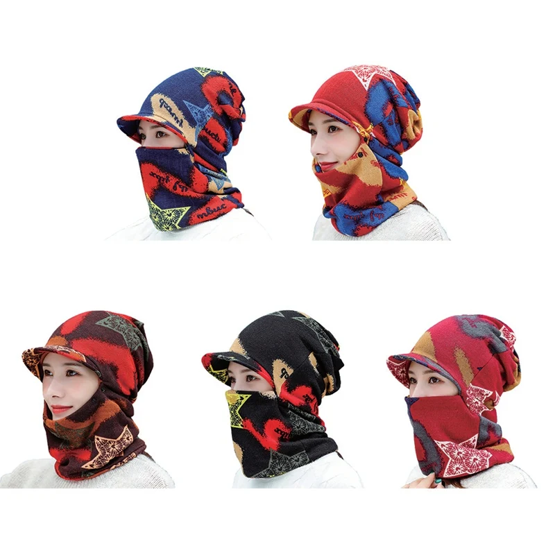 Winter Soft Windproof Cap Neck Warmer Headwear Running Hiking Hat Scarf Warmer Beanie Hat Scarf