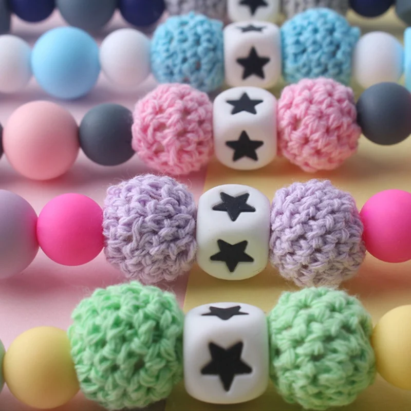 1Pcs Handmade Pacifier Clips Holder Chain Silicone Pacifier Chains Five Star Baby Teether Teething Chain