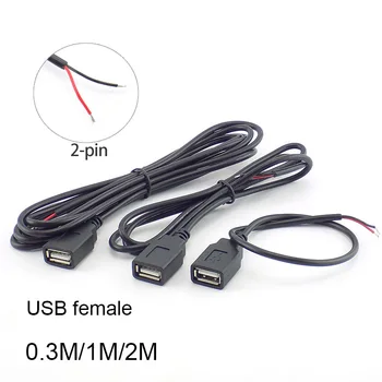 

0.3m/1m/2m Micro USB 2.0 Female Jack 2 Pin 2 Wire Power Charge charging Cord Extension Connector DIY 5V usb fans extend Cable