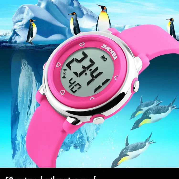 SKMEI модные спортивные детские часы водонепроницаемые часы с будильником детский задний легкий календарь цифровые наручные часы Детские