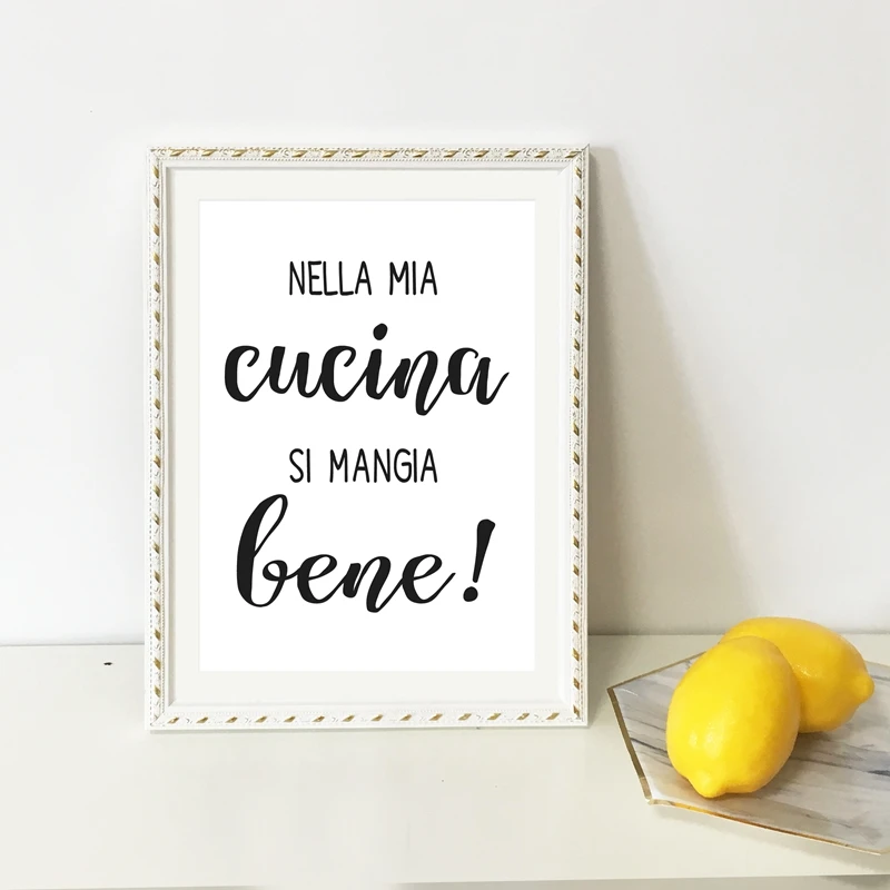 Italian Kitchen Quotes Canvas Poster Wall Art Decor