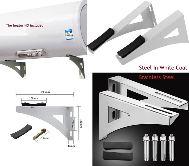 1 Pair White Lacquer Stainless Steel Wall Mount Bracket Suppprt With  Plastic Block For Electric Hot Water Heater - AliExpress