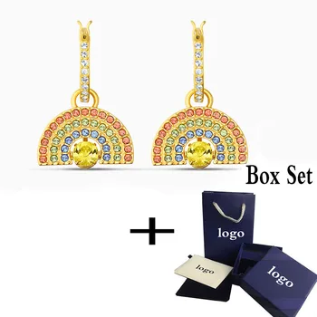 

MINA BEAR 2020 gold-plated rainbow earrings, yellow crystals, modern style, elegant and charming charm,fashionable women jewelry