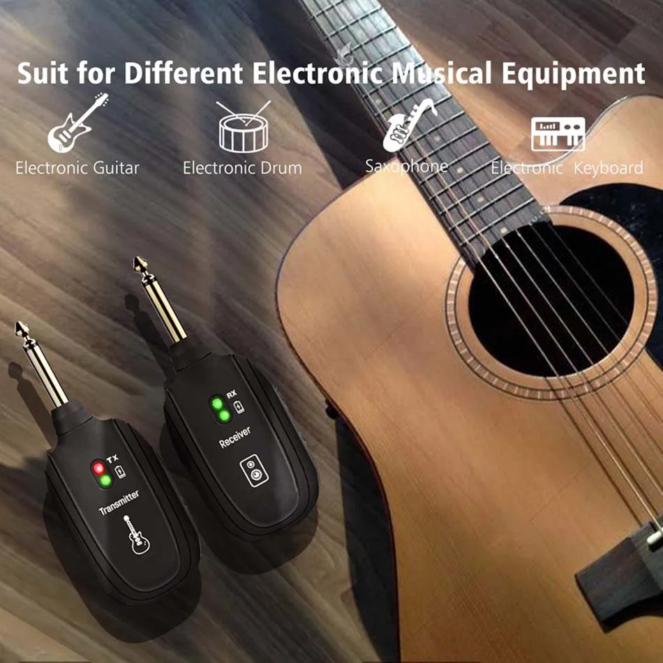Hot A8 Guitar Wireless System Transmitter Receiver Built-in Rechargeable Built- in Rechargeable wireless guitar transmitter