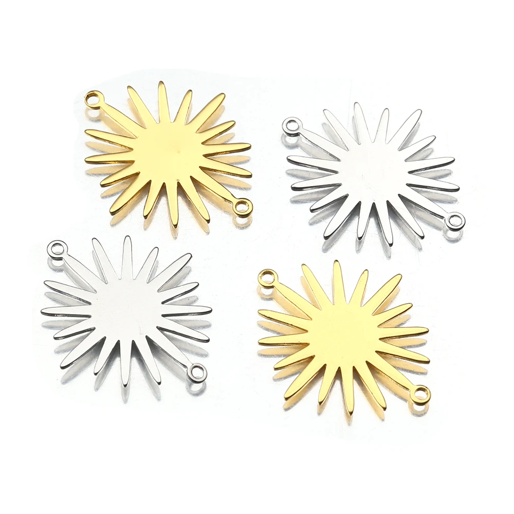 

20Pcs Raw Brass 18K Gold Plated Sun Flower Connectors Earrings Link Charms Dangle Pendant For Jewelry Bracelet Necklace Making