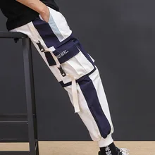 Брюки-шаровары с боковыми карманами и лентами в стиле хип-хоп, бегунов, уличная одежда, спортивные штаны для мужчин, осень, повседневные брюки, размер M-3XL