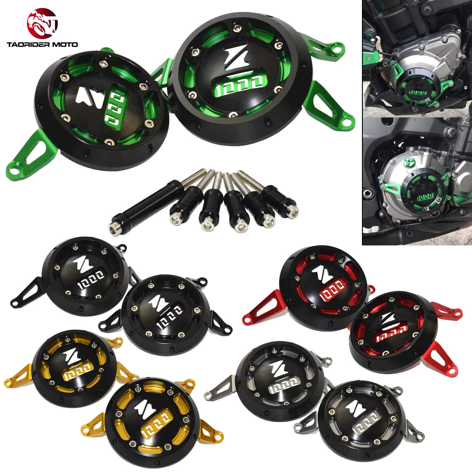 TAORIDER-MOTO Left & Right Side Engine Case Stator Clutch Cover Guards Protector For Kawasaki Z1000 Ninja 1000 Z1000SX 2010-