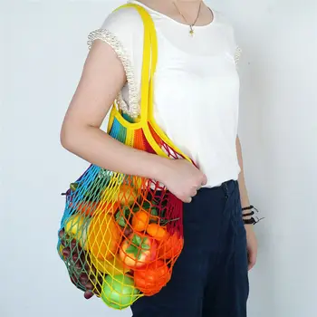 

2019 New Mesh Shopping Bag Reusable String Fruit Storage Handbag Totes Women Shopping Mesh Net Woven Bag Shop Grocery Tote Bag