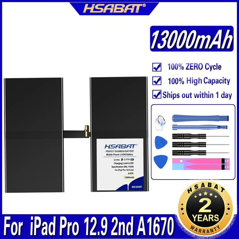 Hsabat A1670 A1671 A1754 13000mah Battery For Ipad Pro 12.9 2nd A1670