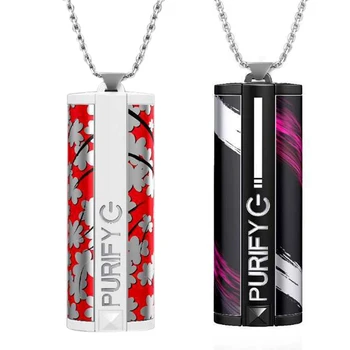 

2 Pcs Wearable Air Purifier Necklace Mini USB Air Cleaner Negative Ion Generator Car Air Freshener, Red & Black
