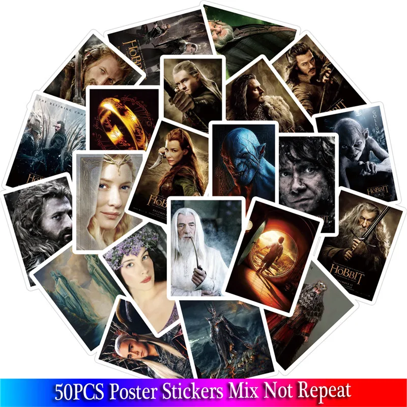 50 Pcs/lot Classic Movies Hobbit Stickers Set PVC Stickers Toys Decor for Car Laptop Pad Phone Trunk Guitar - Цвет: C50-181