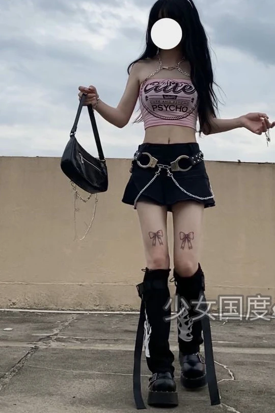 Hot Girls Sexy Disco Mini Denim Skirt Dark Series Cool leg cover Dance Punk Gothic Ultra-Short Black Skirt
