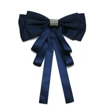 Женские Галстуки преувеличенная Высококачественная брошь с галстуком-бабочкой модная тканевая лента вечерний галстук-бабочка синие Броши блуза с бабочкой