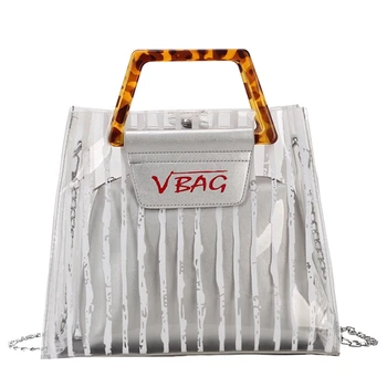 

Transparent Pvc Jelly Beach Bag Ladies Handbag Large Capacity Shoulder Bag Swimsuit Collection Bag Portable Waterproof Handbag W