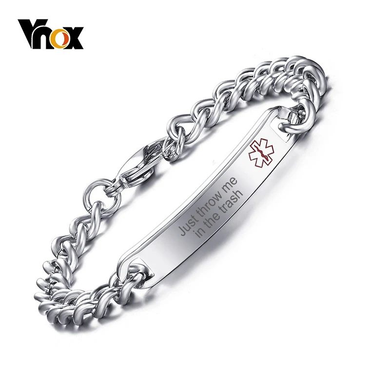Vnox Medical Alert Id Bracelets For Women Men Just Throw Me In The