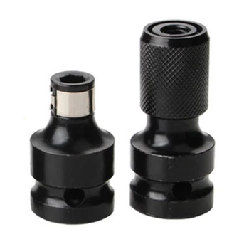 

2Pcs/set 1/2 Square Drive To 1/4 Hex Shank Drill Bit Chuck Adapter Converter Kit Female Socket Adapter